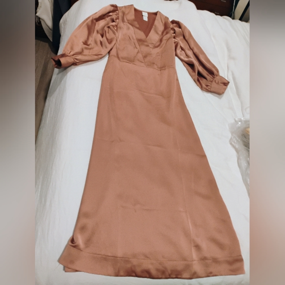 Elegant Bronze/Brass-Colored Women's Maxi Dress